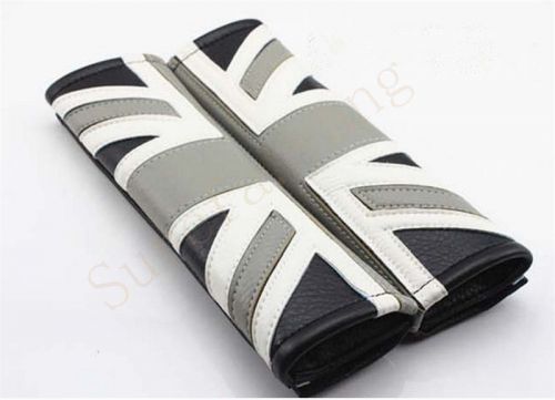 2pcs car gray white union jack logo vip vehicle seat belt cushions shoulder pads