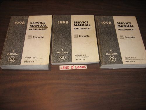 1998 chevrolet corvette shop/service manual set/3 vgusedlowprice