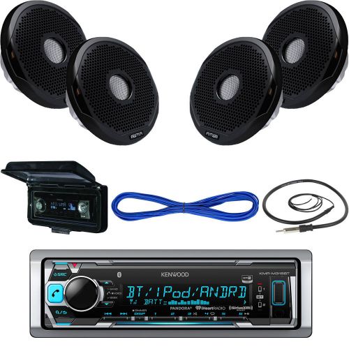 Kmr-m315bt usb bluetooth boat radio, cover, 7&#034; marine speakers/ wiring, antenna