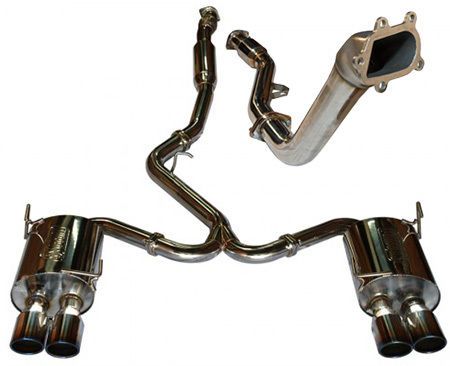 Turbo xs quad blue tip catless turboback exhaust for 11-14 subaru wrx sti sedan