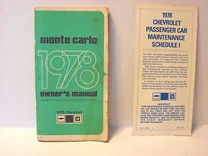 1978 chevrolet monte carlo owners manual with maintenance schedule.