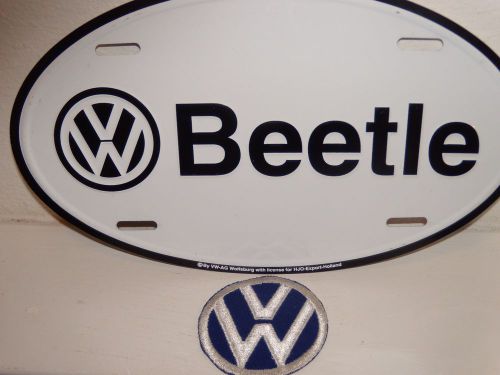 Vw volkswagen beetle medal vanity oval licence plate sign +  vw 3&#034; patch