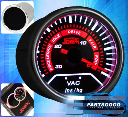 Universal 2&#034; 52mm jdm vacuum reverse glow gauge smoke tint led indicator display