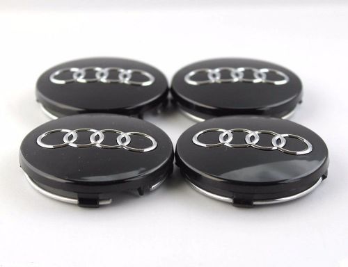 4 black car alloy wheel center hub cap emblem badge 60mm for audi # 4b0601170