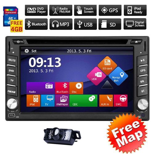 Double 2din in dash gps navi car dvd player bluetooth auto stereo radio ipod+cam