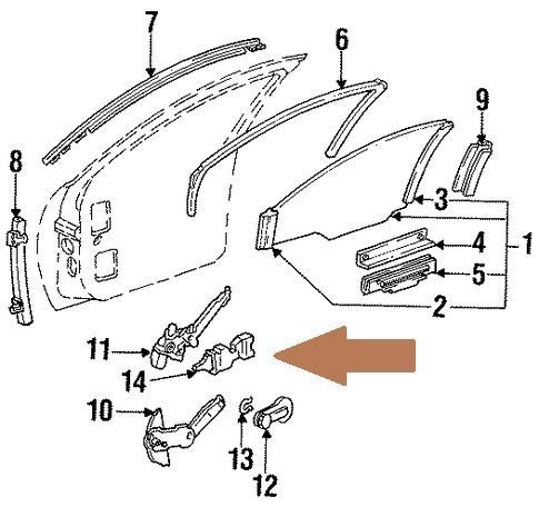 New genuine gm oe front door window front guide gm part# 10143191