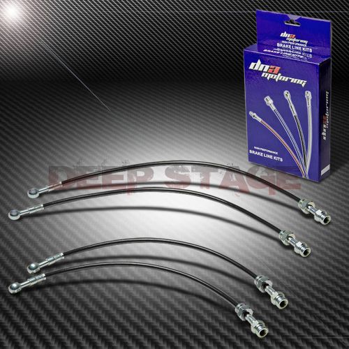 Stainless ss braided hose racing brake line 98-02 mazda 626 capel gf fs/kl black