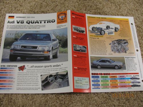 ★★ audi v8 quattro - collector brochure - spec sheet - 1989 - 1994 ★★