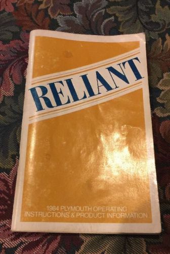 1984 plymouth reliant factory owners manual