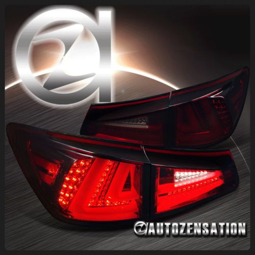 06-08 lexus is250 is350 red smoke tint lens tail brake led light bar lamps