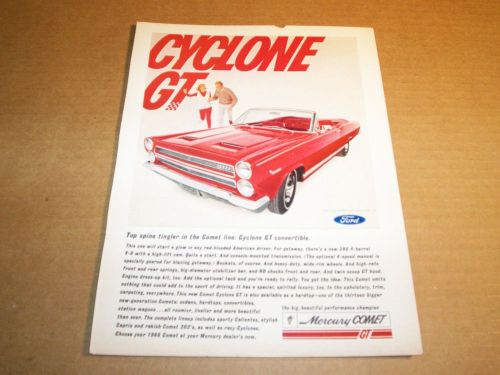 66 1966 mercury cyclone gt convertible original magazine ad