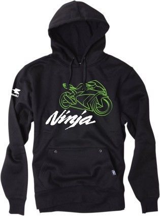 Factory effex kawasaki mens pullover hoodie black/white/green