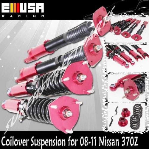 Full adjustable coilover suspension lowering kits red for 08-11 nissan 370z