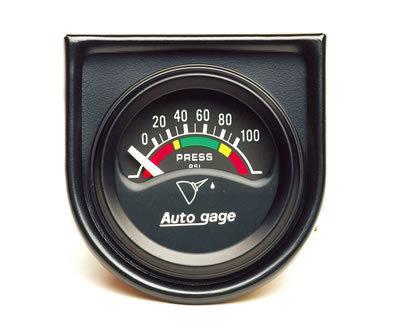 Auto gage electrical oil pressure gauge 1 1/2" dia black face 2354