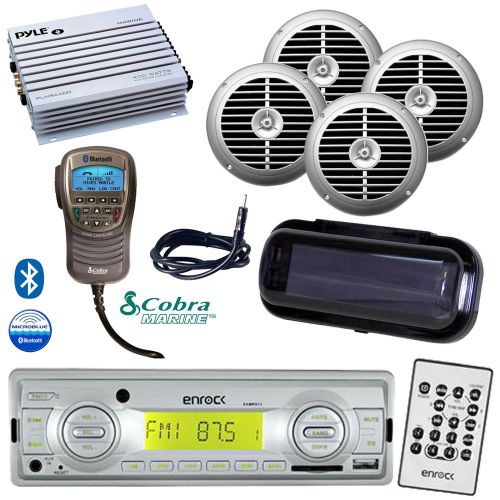 400w boat amplifier, 6.5&#034;speakers, handset, usb aux marine radio, cover, antenna