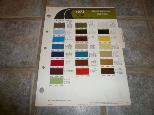 1973 chrysler plymouth dodge imperial dupont color chip refinish paints