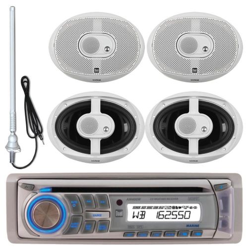 Dual am400w cd usb marine radio, marine antenna, marine 6x9&#034; 3-way 200w speakers