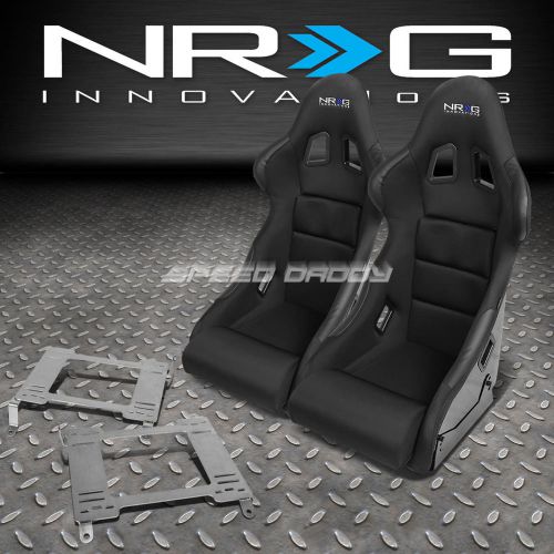 Nrg pair black bucket racing seats+stainless steel bracket for 350z z33 fairlady