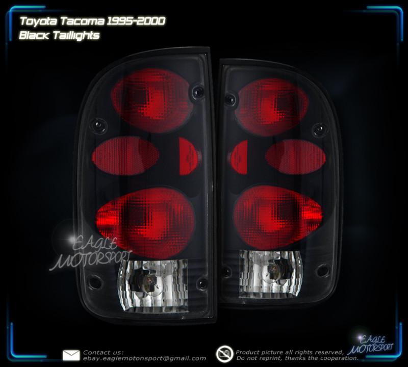 1995-2000 toyota tacoma black blk tail lights left right rear lamps assembly