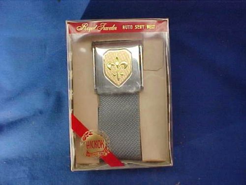 Nib 1960 royal traveler model auto seat belts by hickok gray color