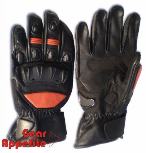 Motorbike racing leather touch screen gloves armor protection with padding