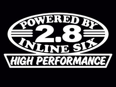 2 high performance 2.8 decal set hp inline six straight 6 engine emblem stickers