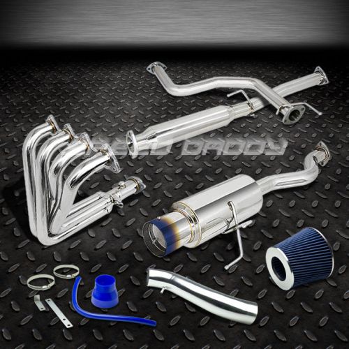 4.5&#034; burnt tip racing catback+header exhaust+air intake 94-01 integra gsr/type-r