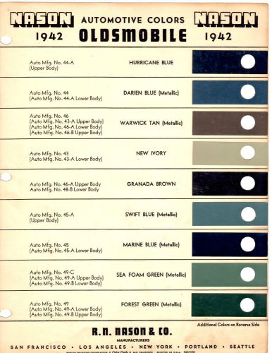 1942 oldsmobile series 60 series 70 paint chips nason