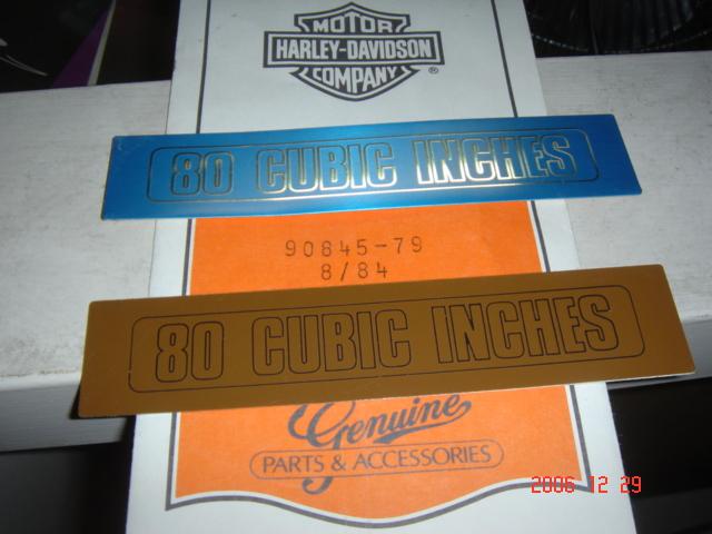 Nos vintage 80 cubic inch decal emblem saddlebag sticker harley flh medallion