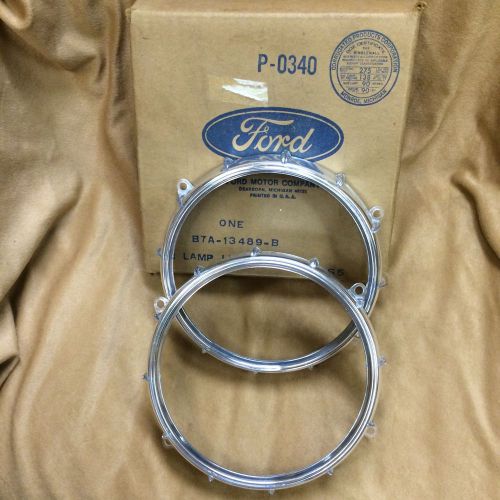 1957 ford &amp; thunderbird nos tail light lens trim rings w/o backup lights, pair