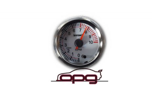 Performance tacho tachometer 52mm analog gauge white face 7 colour lighting