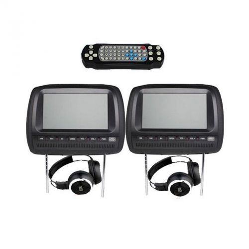 9&#034;lcd car pillow headrest dvd player bt ir rds black x2