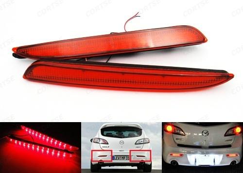 2x red lens led bumper reflector tail brake stop light mazda3 axela mazdaspeed3