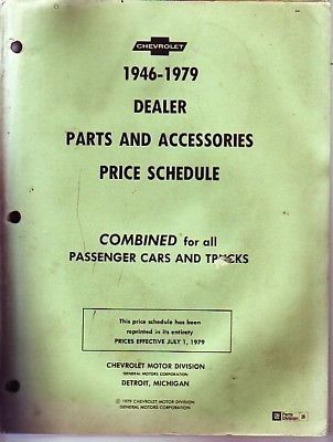1946-1979 chevrolet parts price list history manual