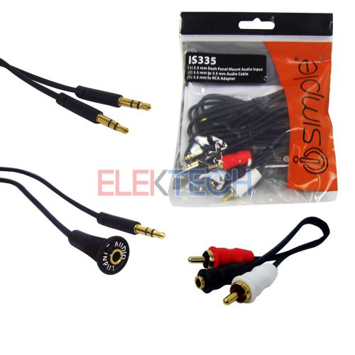 Auxiliary input 3.5mm (1/8) jack dash mount adapter rca aux iphone/ipod/android