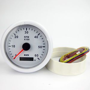 Kus boat engine mechanical tachometer lcd hourmeter white 12/24v 0-6000 rpm 85mm