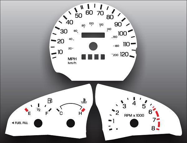 1998-2002 ford escort zx2 instrument cluster white face gauges 98-02