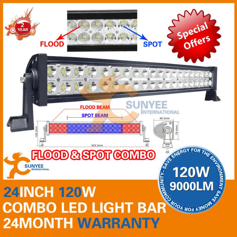 24inch 120w led light bar flood spot work 12v 24v 4wd offroad save on 180w/240w