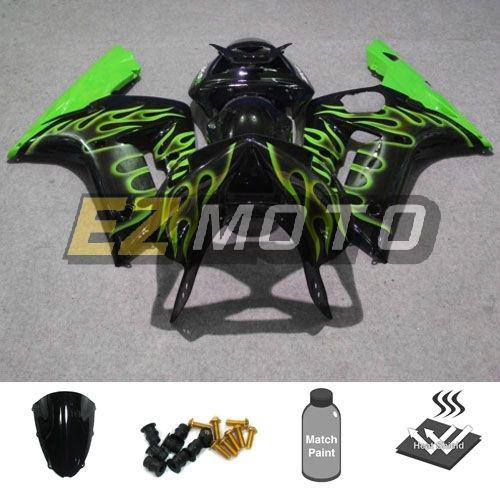 Bodywork fairing pack w/ windscreen & bolts for kawasaki ninja zx6r 2003 2004 aj