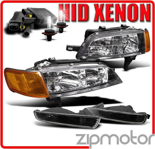 1994-1995 honda accord crystal black head lights w/6000k hid+bumper+amber corner