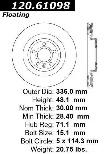 Centric 120.61098 front brake rotor/disc-premium rotor-preferred