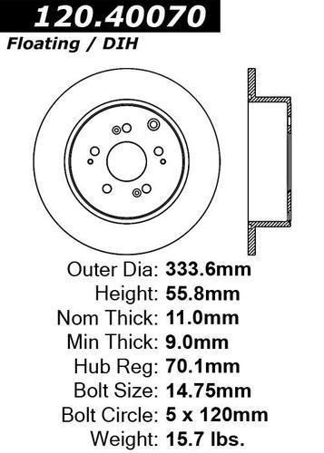 Centric 120.40070 rear brake rotor/disc-premium rotor-preferred