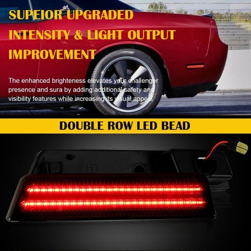 2x red rear side smoke led marker lights lamp for 08-14 dodge challenger charger