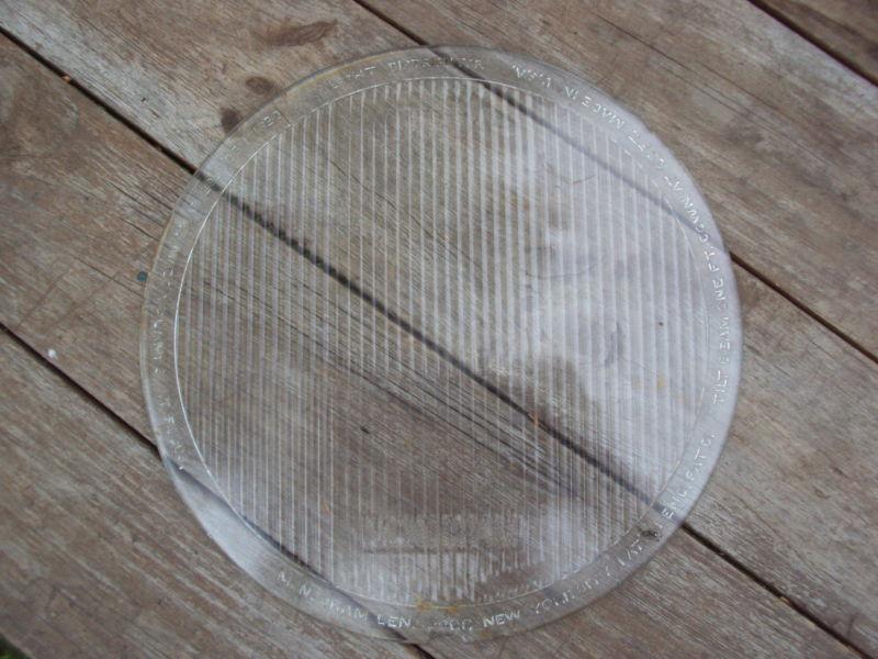 Antique monogram glass lens cover for 21 cp mazda c lamps 8 3/4  7 3/4 headlight