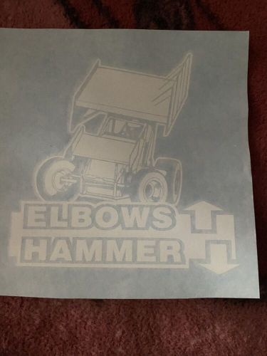 Sprint car elbows up hammer down decal