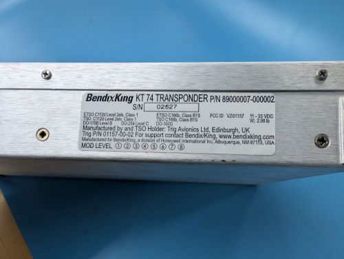 Bendix king kt 74 mode s transponder p/n 89000007-000002