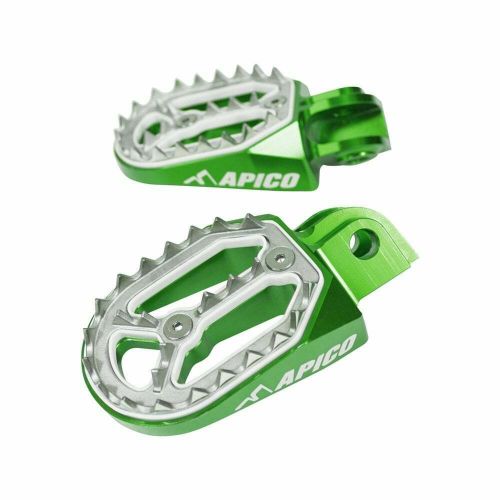 Apico pro-bite foot pegs for kawasaki kxf250 2006-2023 kxf450 2007-2023 - green