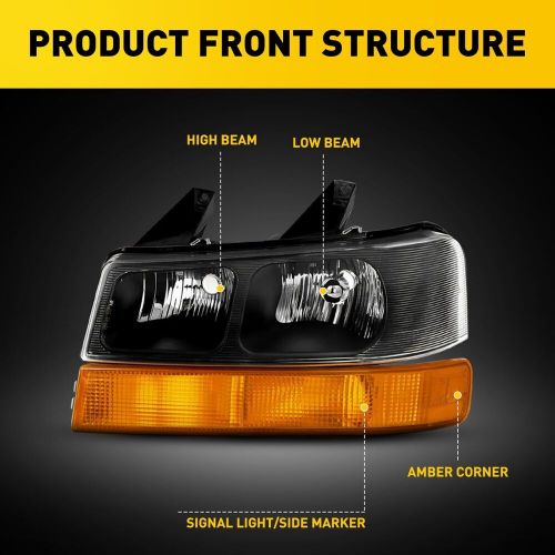 Headlight set fits 2003-2024 chevrolet express gmc 1500 savana 2500 3500