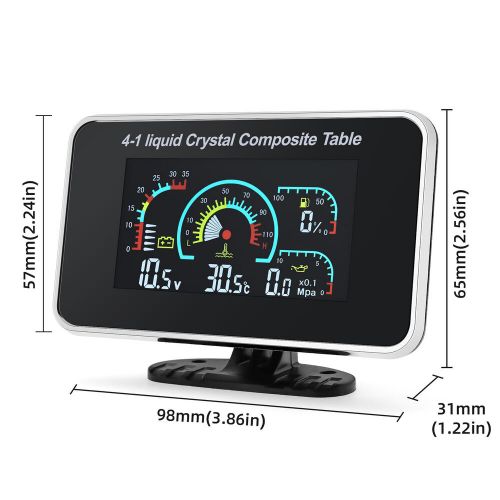 4 in 1 lcd car digital gauge voltmeter oil pressure fuel level water temp 12-24v