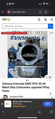 Johnson evinrude 1981 - 1992 carburetor 9.9 15 hp